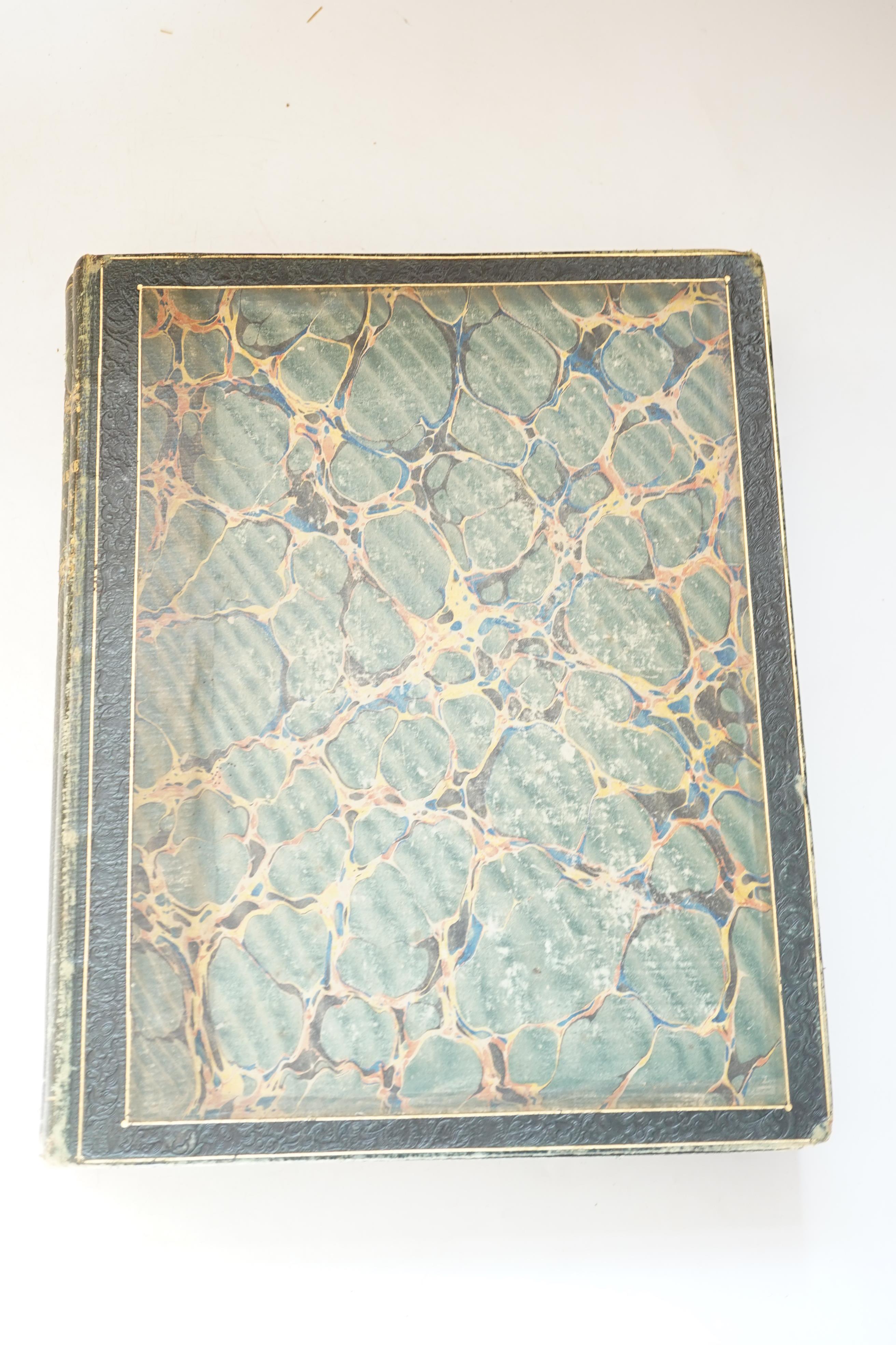 Phillips, John - Illustrations of the The Geology of Yorkshire, 2 vols, 4to, green blindstamped spine and cover borders with marbled boards, with plates and maps, some coloured, York, 1829 and London, 1836